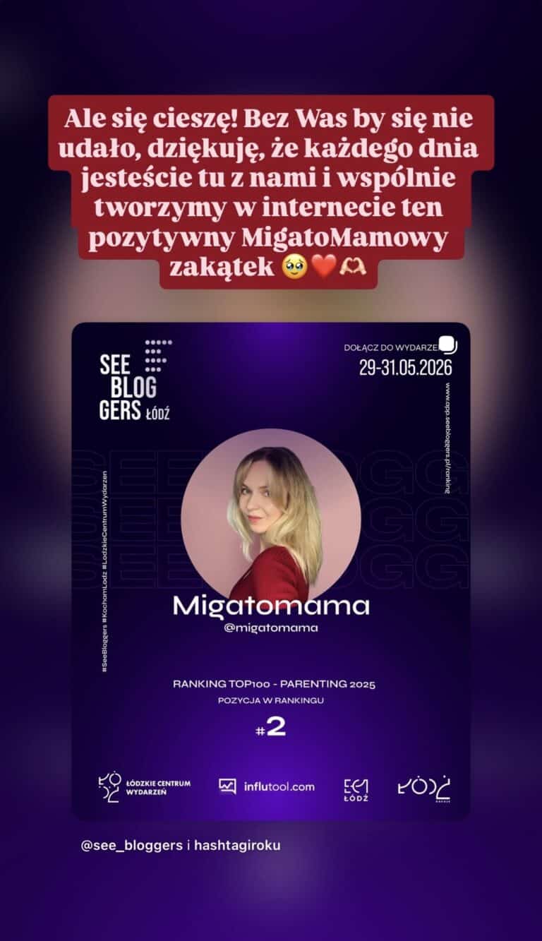 2. Miejsce w kategorii Parenting w Polsce dla MigatoMama Zofia Ożarek-Wodzinowska ranking SeeBloggers